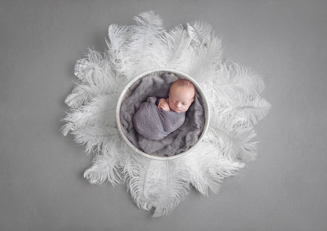 Tiny Feet Photography Baby boy posed in digital back drop bowl