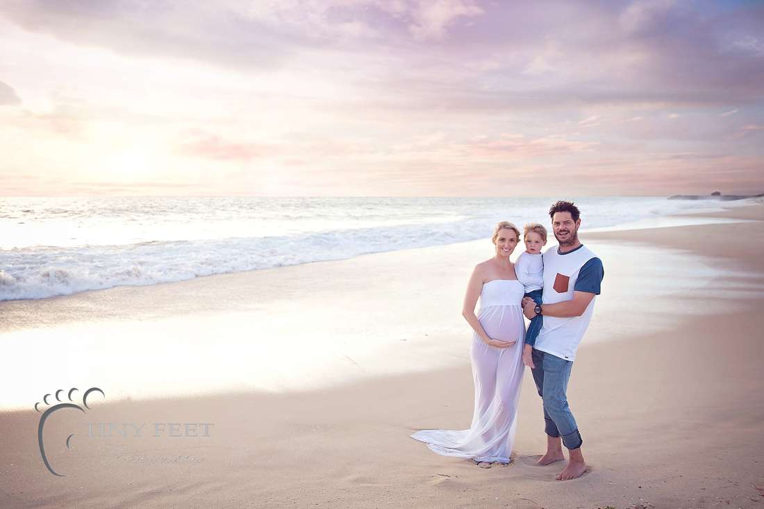 Sunset beach maternity family photos perth