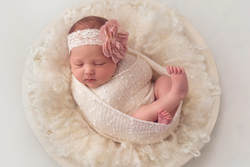 Tiny Feet Photography newborn baby girl in cream bowl