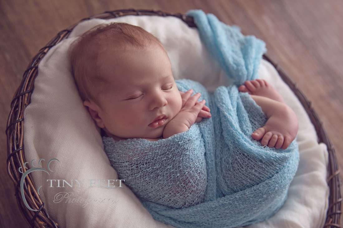 Tiny Feet Photography, newborn baby boy wrapped in blue backlit
