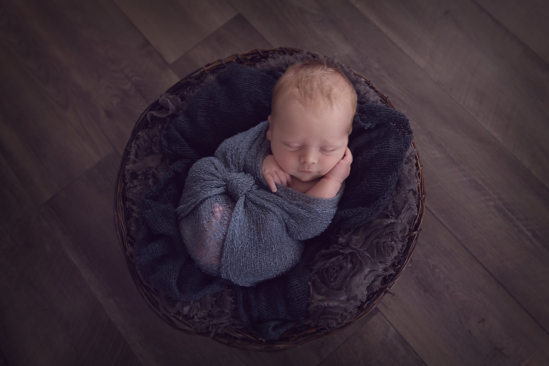 Tiny Feet Photography baby boy in grey wrap with black bowl!