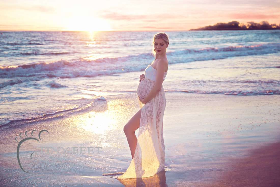 Tiny Feet photography Perth sunset beach maternity session