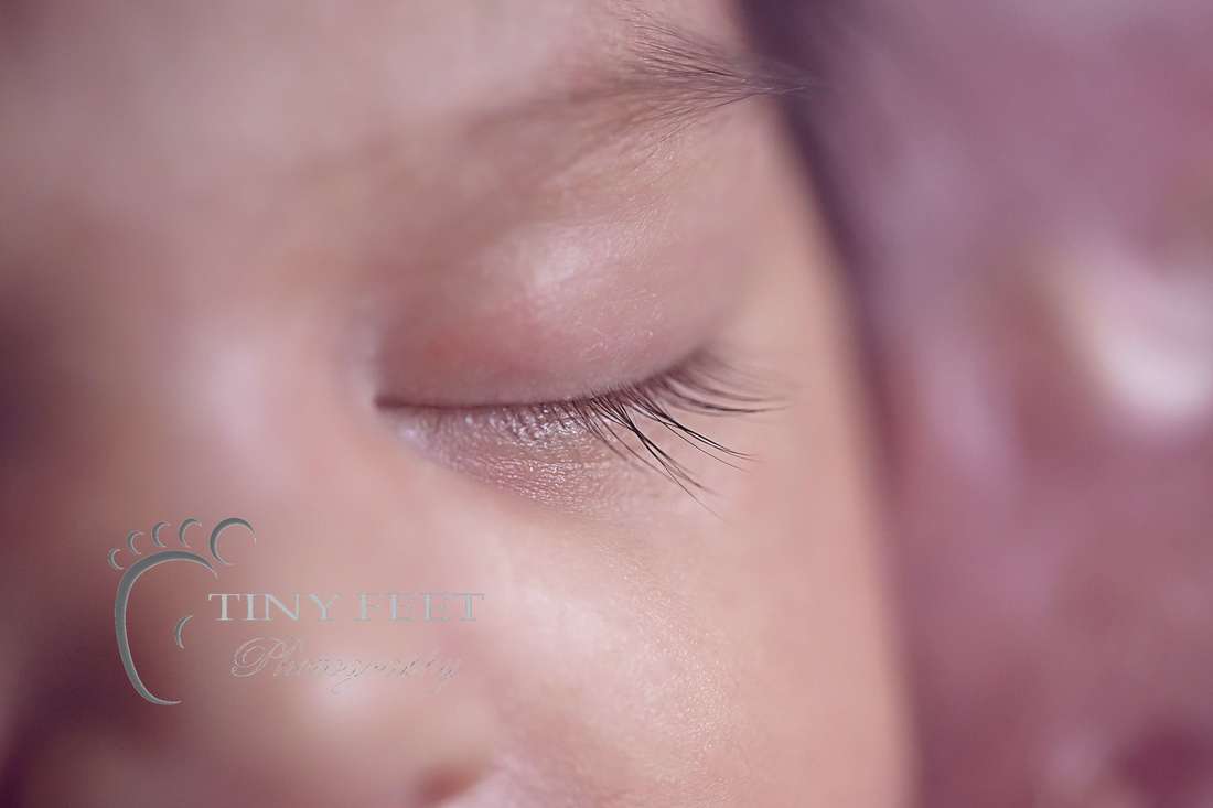 Tiny Feet Photography newborn baby girl detailed macro shots of eyelashes